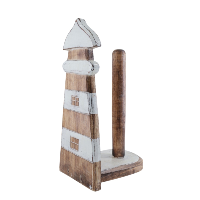 Keukenrolhouder Tibby vuurtoren natural/wit