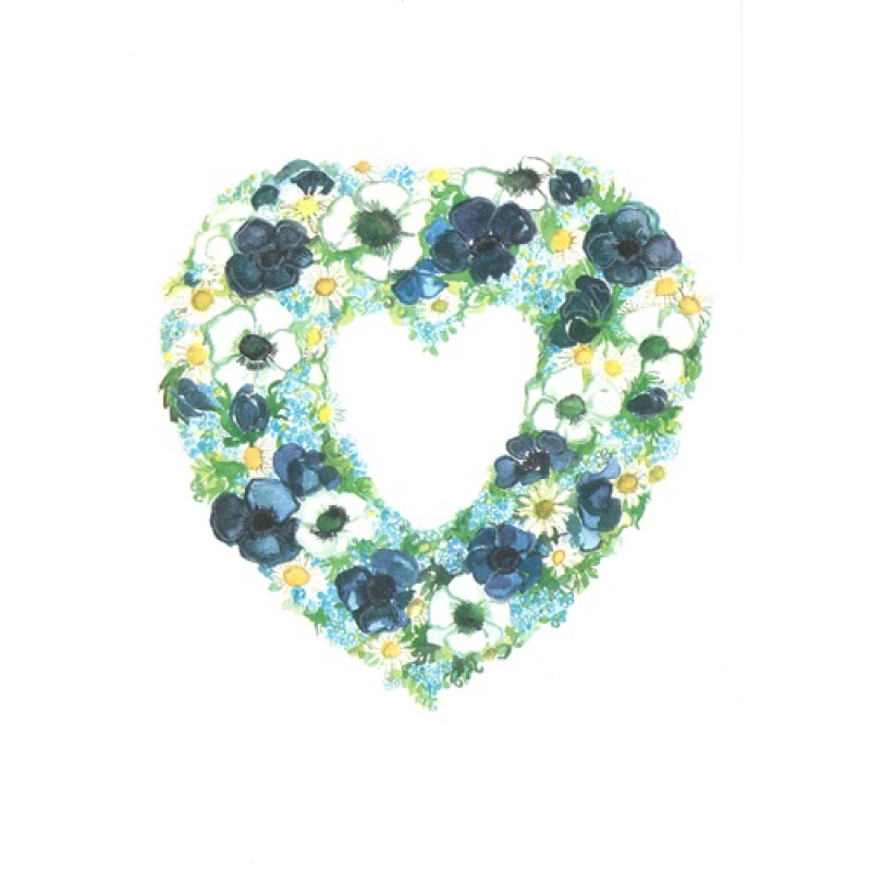 Dubbele kaart met env. Bloemenhart 15x10,5cm