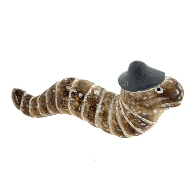 Worm Wanda 13 cm grijs hoedje