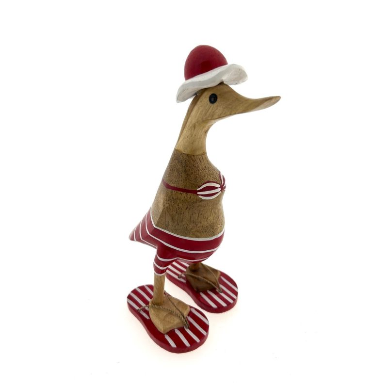 Houten eend Jannie L rood