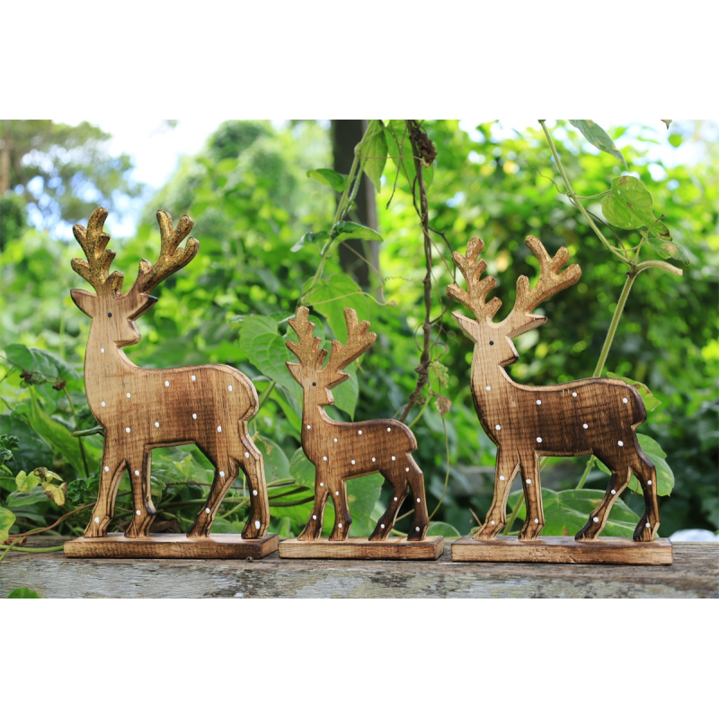 Set van 3 houten hertjes