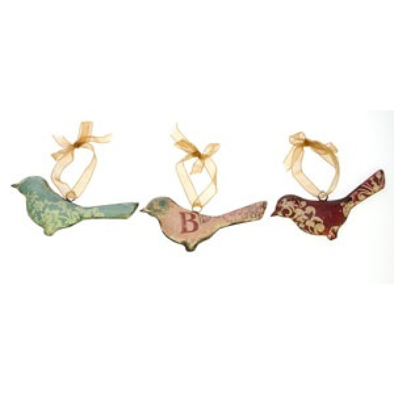 Vogeltje hangend metaal, 3ass. 12x2x6,5cm