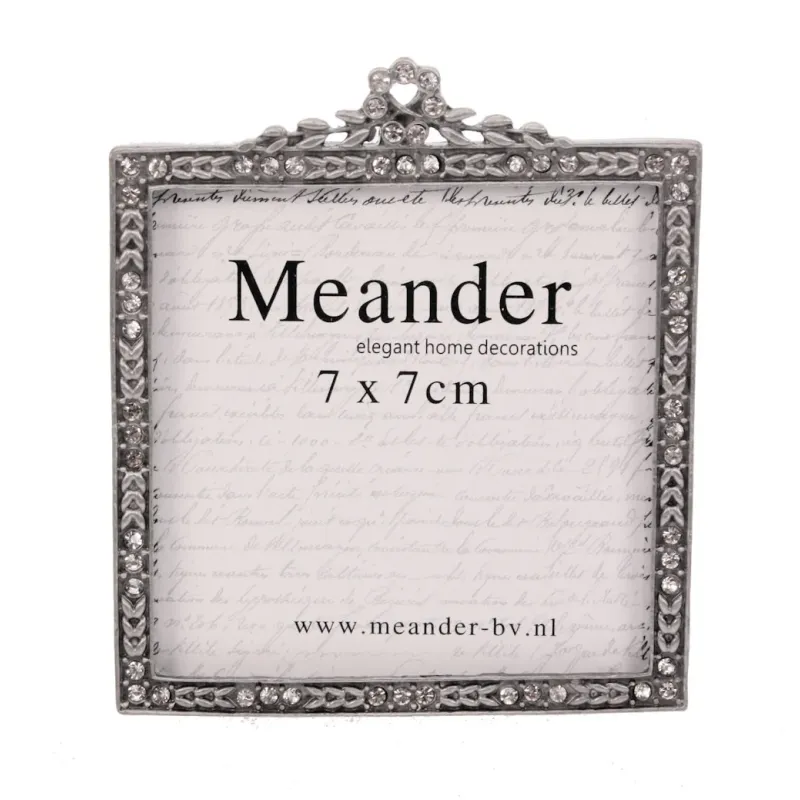 Fotolijstje strass ant.zilver VK (7x7cm) 7,5x8,9cm