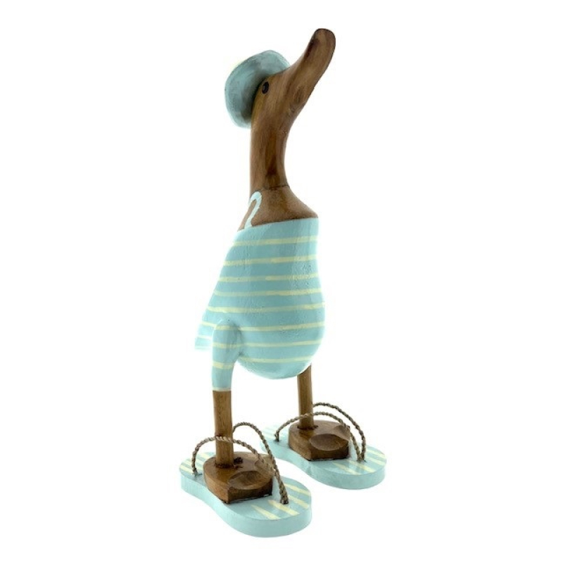 Houten eend Sola S lichtblauw streep