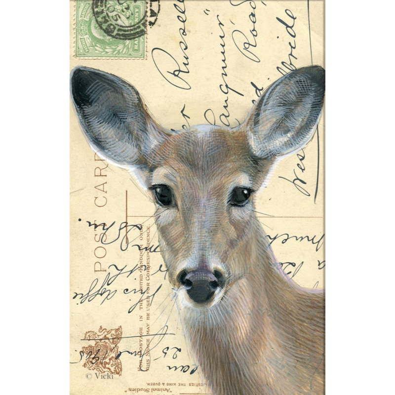 Dubbele kaart met env. Hert 11,5x17,5cm