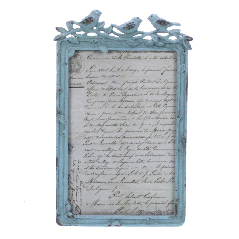 Fotolijstje Vogeltjes turq./strass 12x1,5x19cm