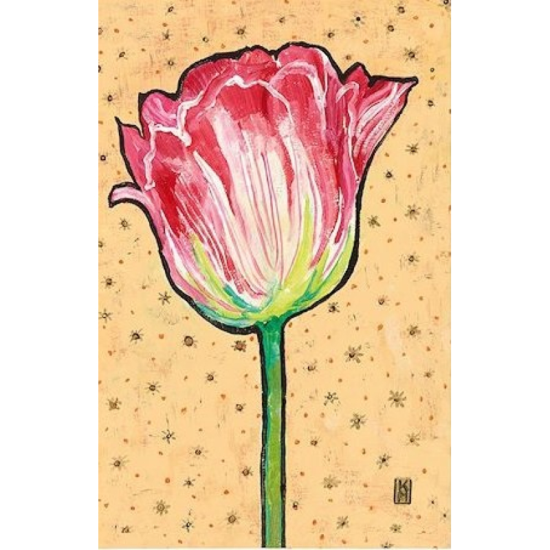 Dubbele kaart met env. Roze Tulp11,5x17,5cm