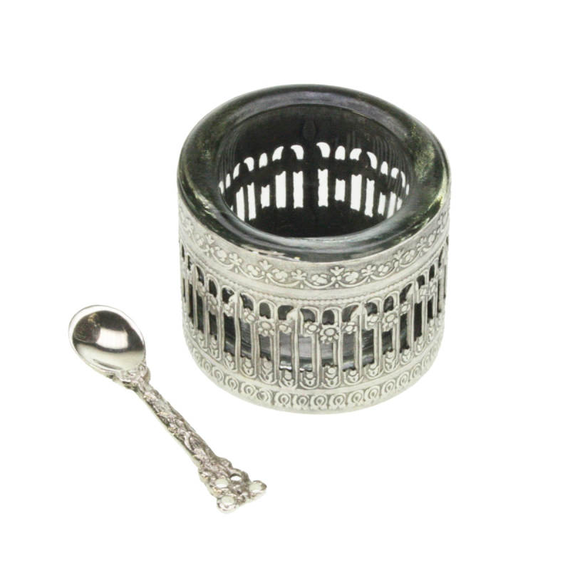 Zoutpot glas met lepel Ø5x4cm
