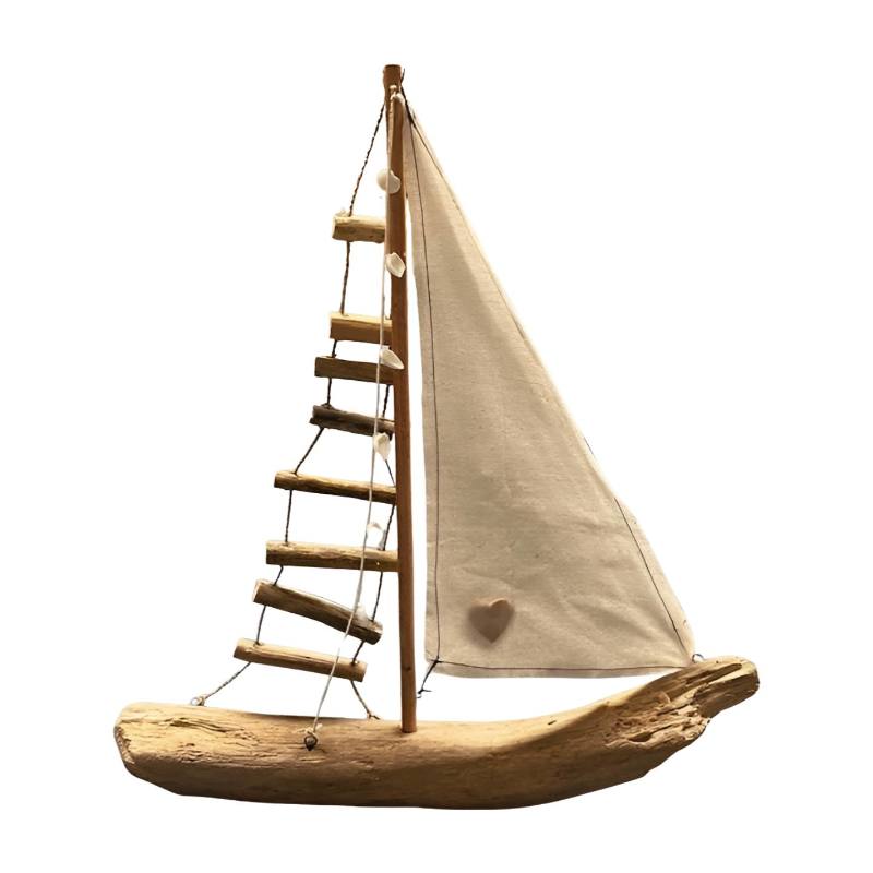 Drijfhouten Boot | boat driftwood sail | 50 | naturel