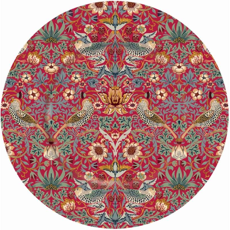 Bord metaal Vogels, rood Ø26cm