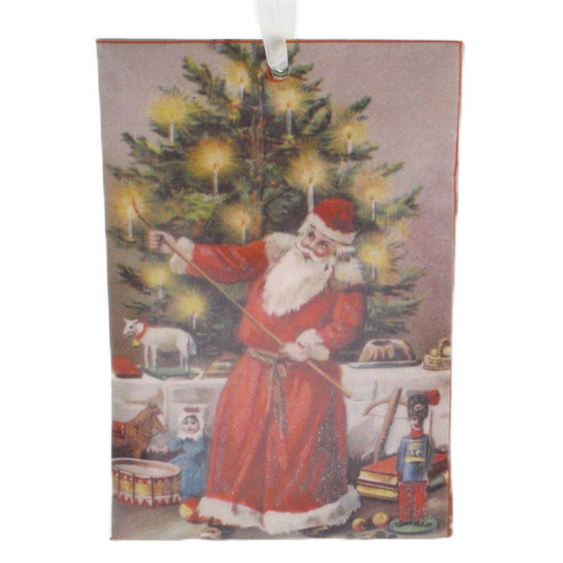 Geurzakje Kerstman verlicht kerstboom (kaneel)17x11,5cm