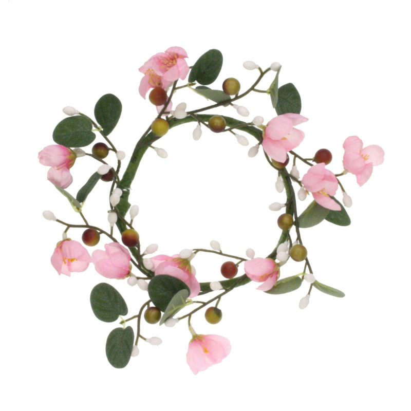 Krans met roze roosjes Ø20cm