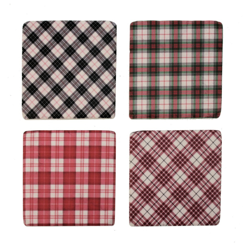 Onderzetters Tartan, s/4 9,8x0,7x9,8cm