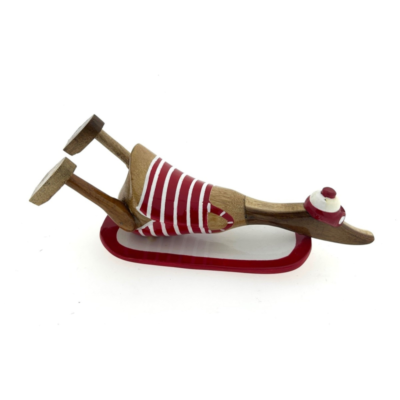 Houten eend Kiayo surfboard rood