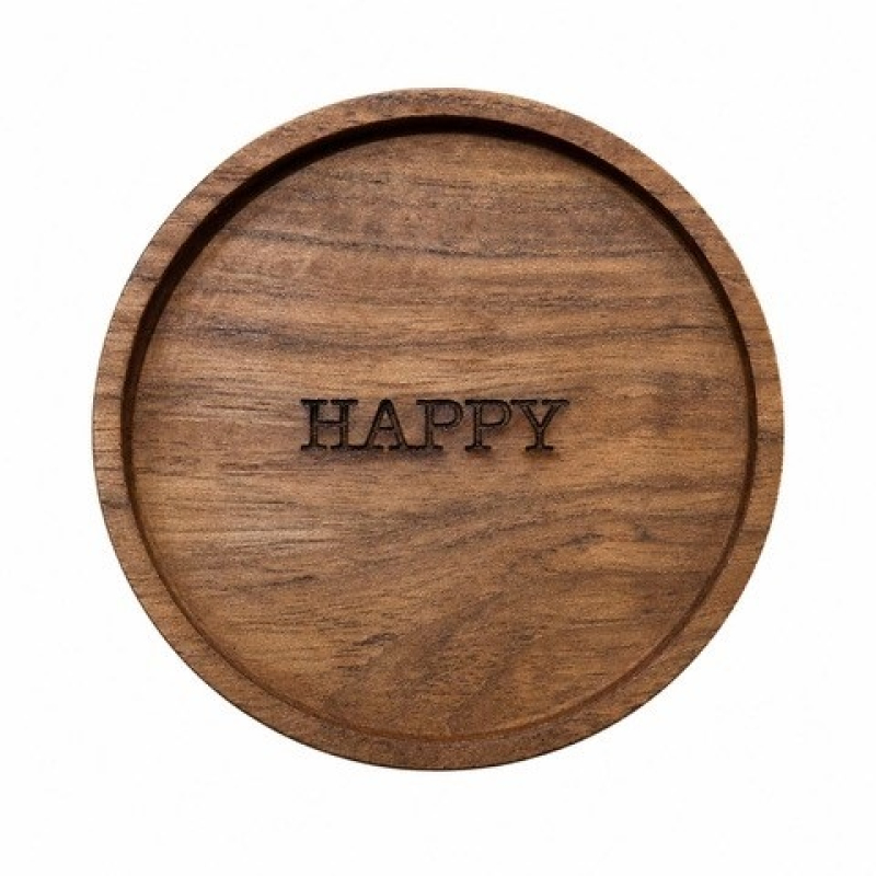 Onderzetter Happy rond hout dia 10 cm