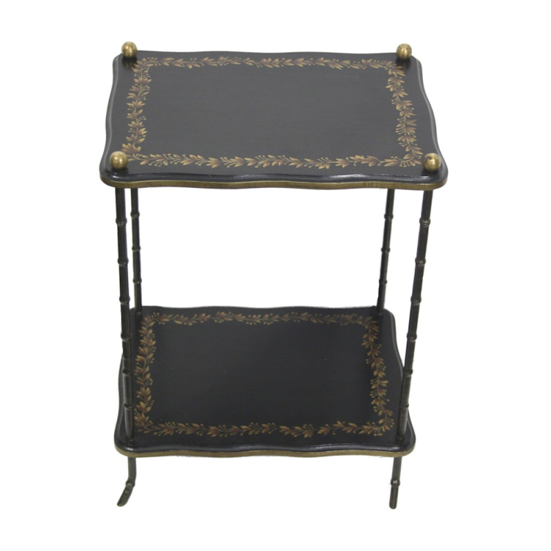 Bijzettafel zwart met goudkleurige rand 46x35,5x62,5cm
