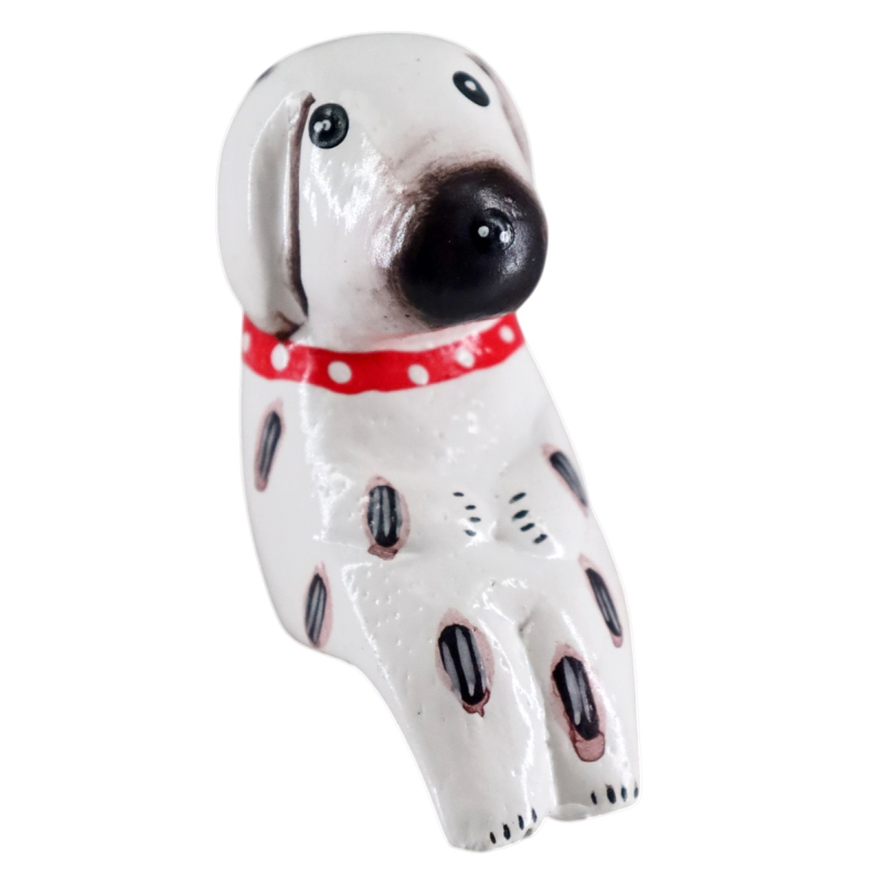 Hond Lore zittend wit/rood 6x6 cm
