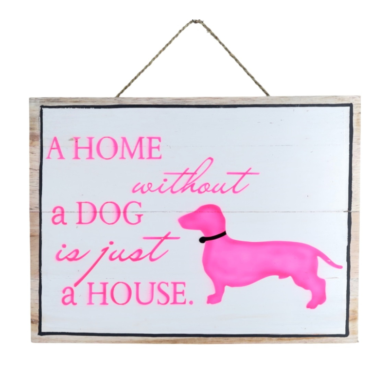 Tekstbord Benno HOME DOG wi/pink 40x30cm