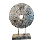 Hout ornament op voet D30H45cm