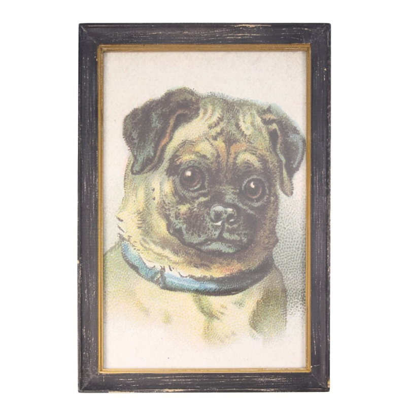 Lijstje hout zwart Mops, 34x23,5cm
