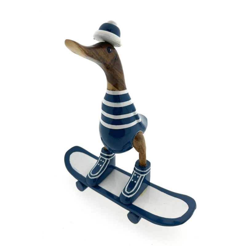 Houten eend Wessel skateboard donkerblauw