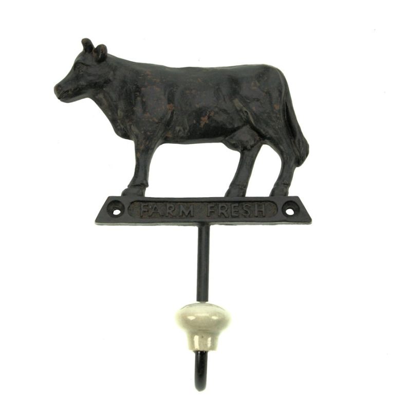 Haakje Koe zwart metaal 10,5x4,5x14cm