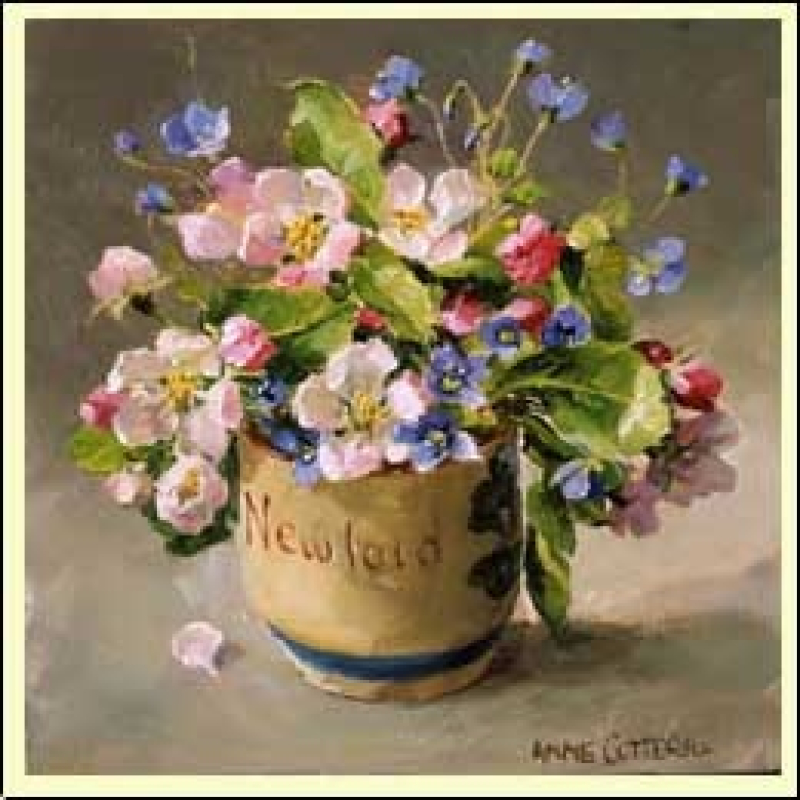 Dubbele kaart met env. Appelbloesem 12x12cm