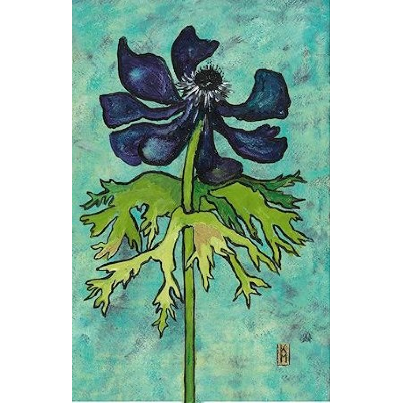 Dubbele kaart met env. uitgelopen Ranokel 11,5x17,5cm