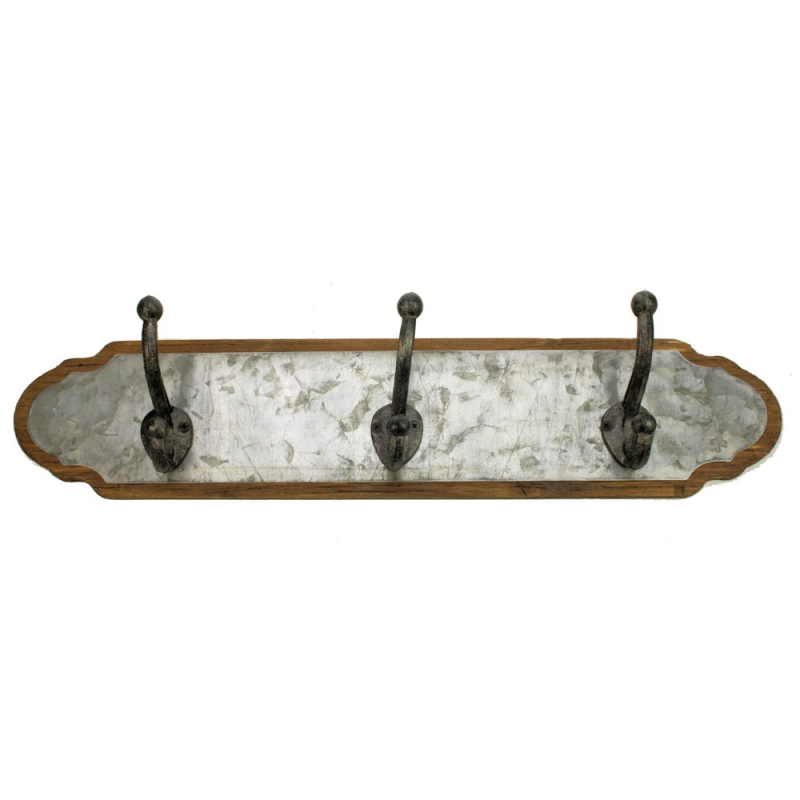 Wandkapstok 3 haken hout/metaal 51x7,5x12,5cm