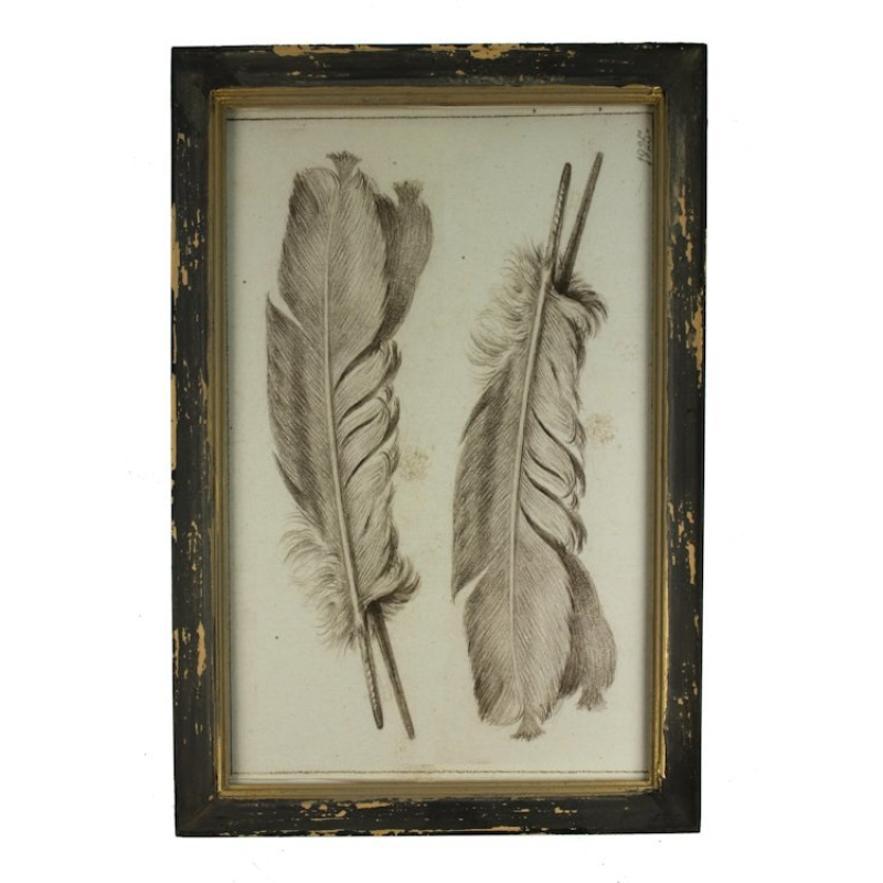 Lijstje hout Veren, 33x23cm