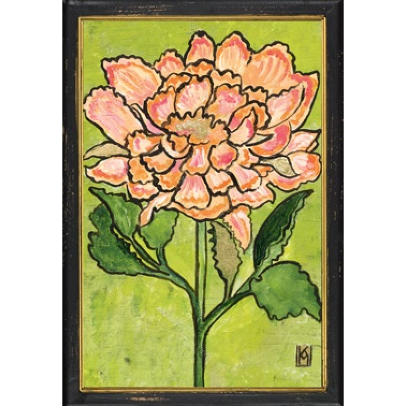 Lijstje hout zwart Pioenroos, 34x23,5cm