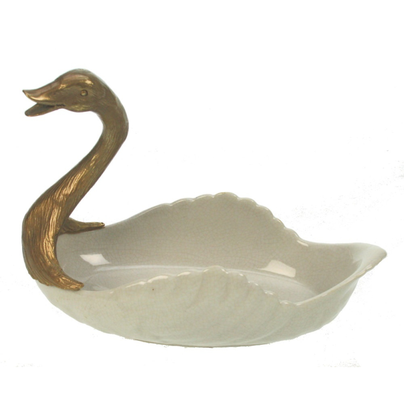 Schaaltje Zwaan, wit/craq. 23x11,5x17cm