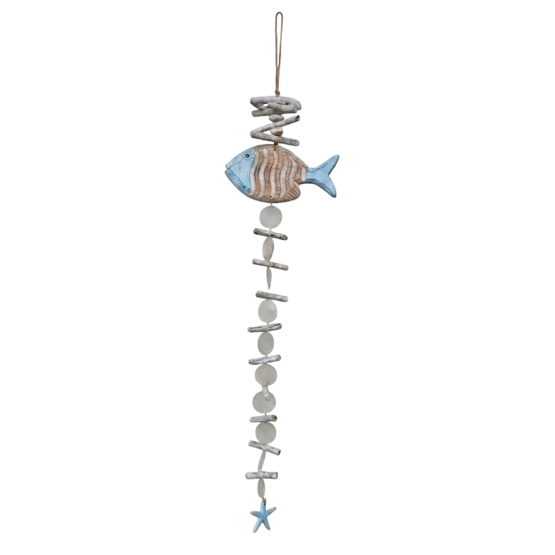 Hanger vis blauw met schelp H110