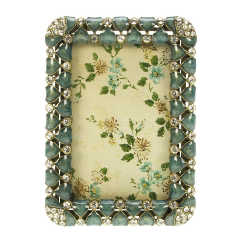 Fotolijstje strass ant. groen (4x6,5cm) 6,5x9cm