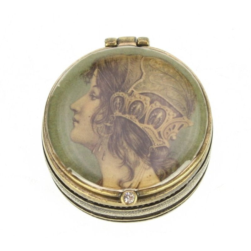 Doosje Dame met hoofdversiering rond 4cm