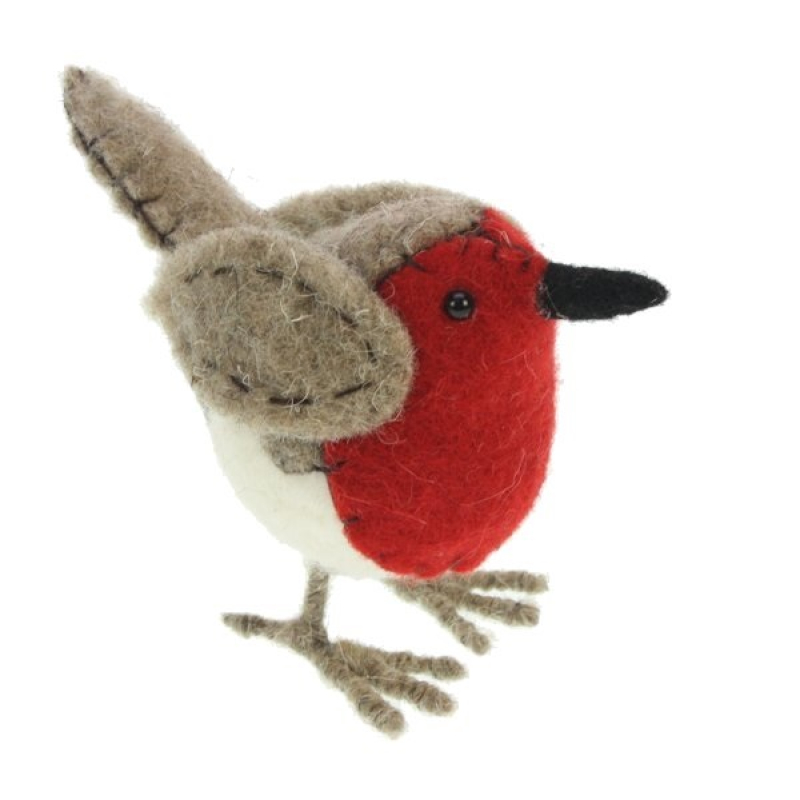 Roodborstje vilt 8,5x15x11,5cm 3 stuks