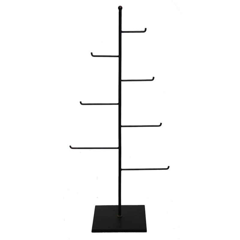 Display rek zwart 7 haken 38x20x80cm