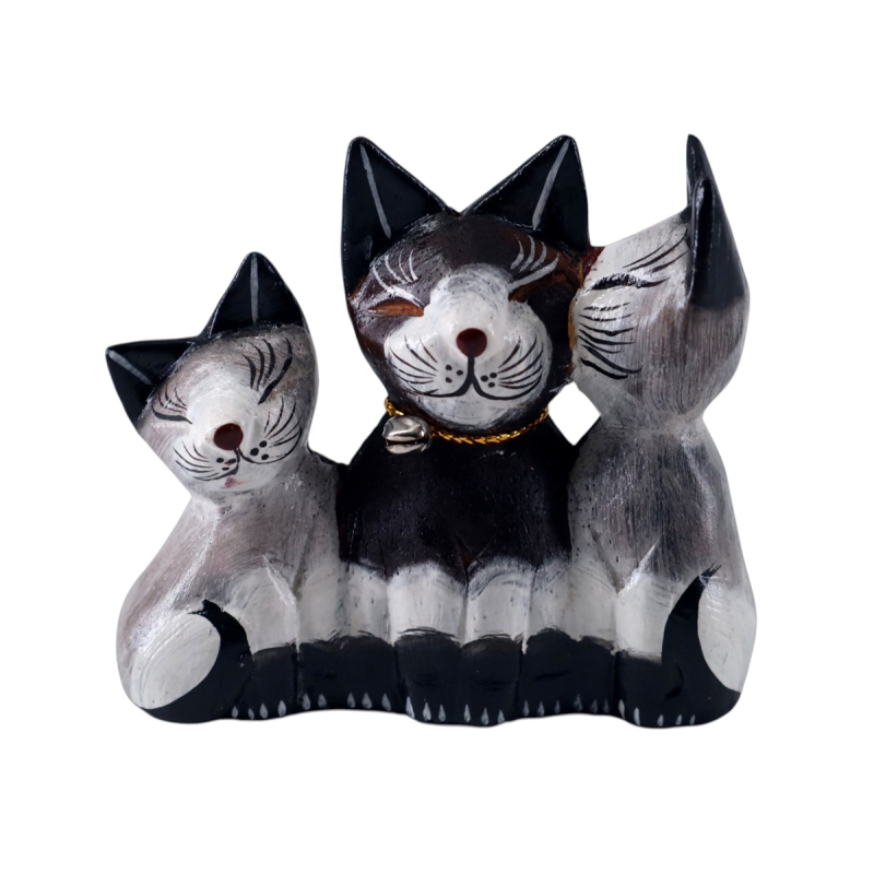 Katten Luvvie drie wit/grijs ca 9x8x3 cm