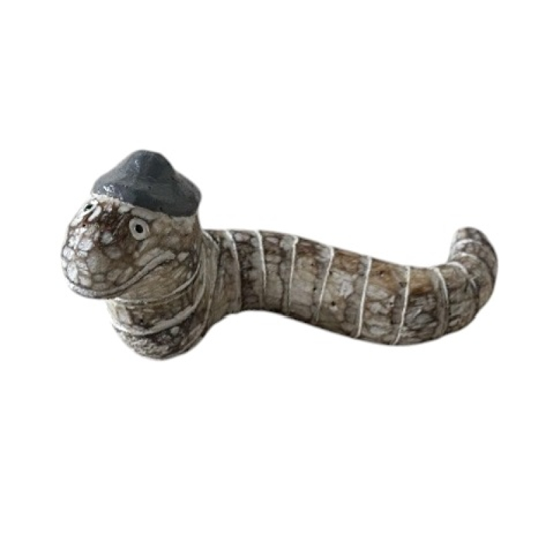 Worm Wilma 13 cm grijs hoedje