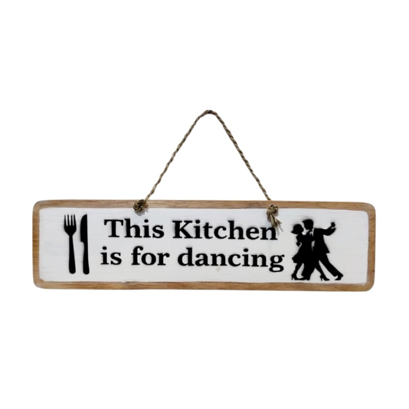 Tekstbord Janusz Kitchen zwart/wit hout 45 x 25 cm