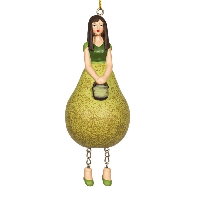 Bloemenmeisje hangend "Peer groen"