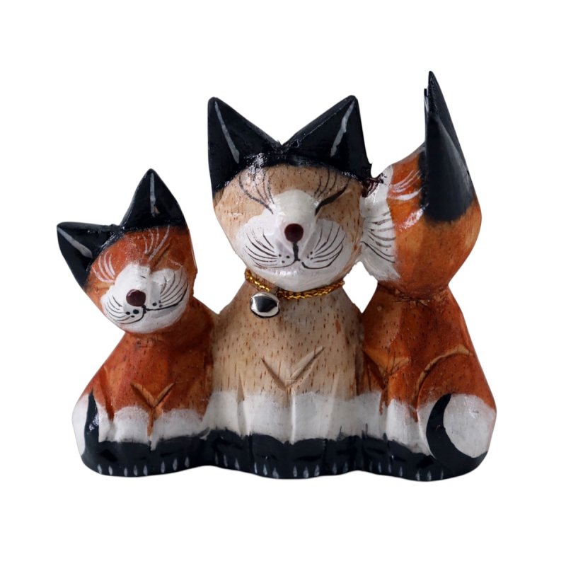Katten Barry drie wit/bruin ca 9x8x3 cm