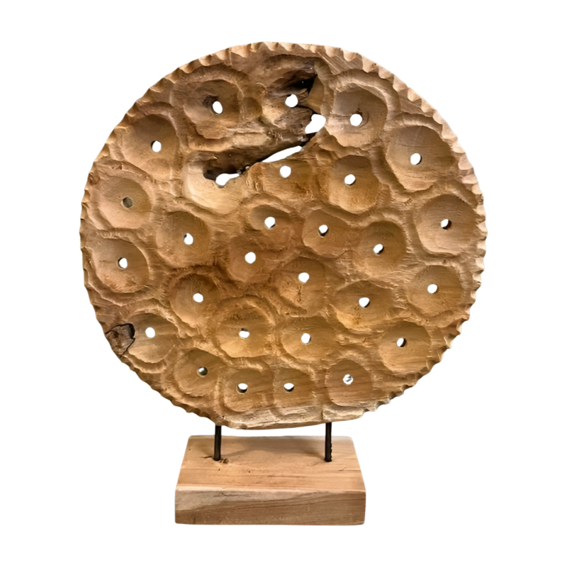 Honeycomb Houten Ornament op Voet