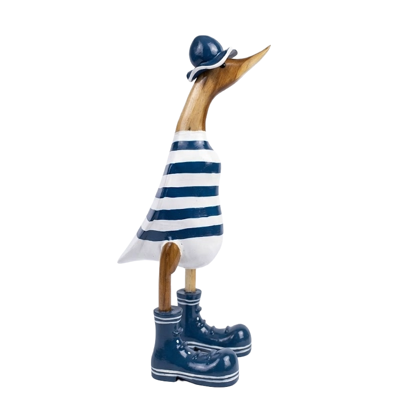 Houten eend Finn S donkerblauw wit