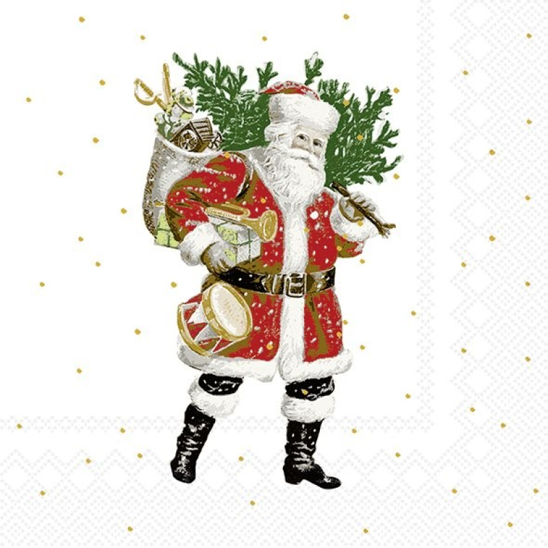 Servetten "NOSTALGIC SANTA gold" 33x33 cm