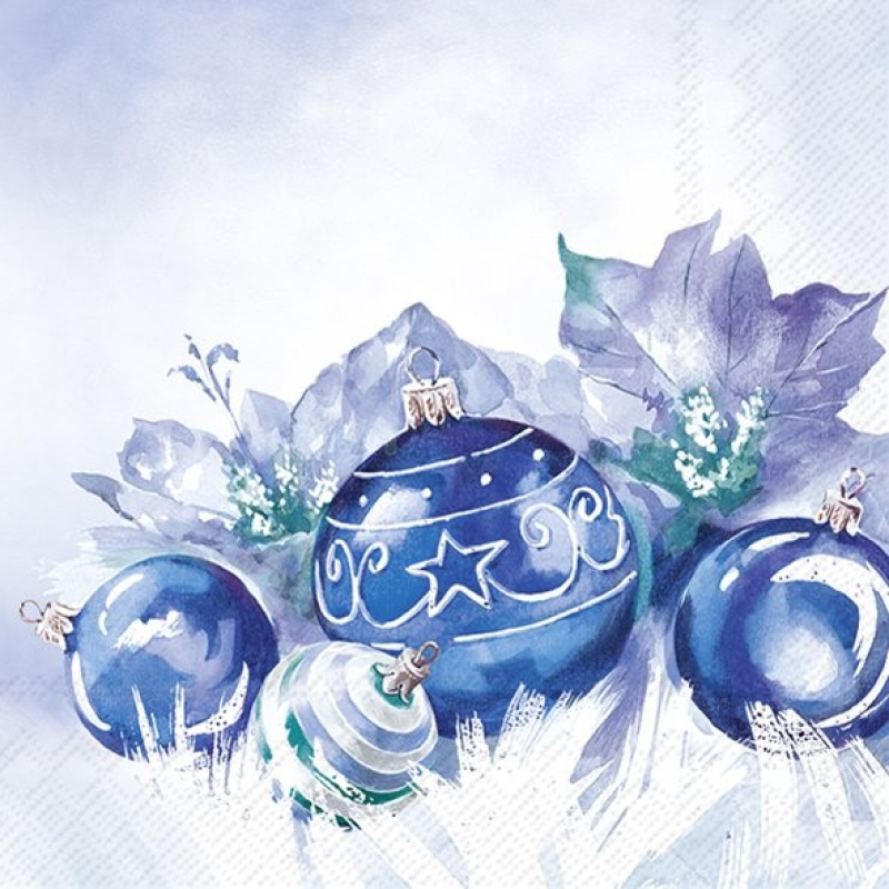Servetten "BLAUWE KERSTBALLEN blauw" 33x33 cm