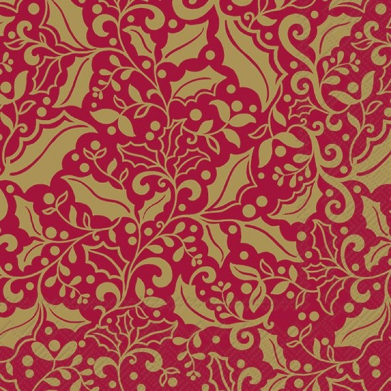 Servetten "CHRISTMAS SPARKLE red gold" 33x33 cm