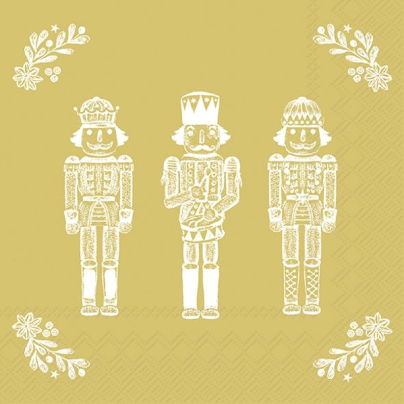 Servetten "BRIGHT NUTCRACKERS gold" 33x33 cm