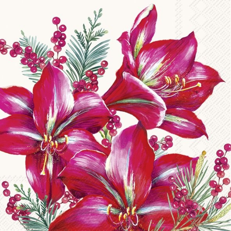 Servetten "KLASSIEKE AMARYLLIS crème" 33x33 cm