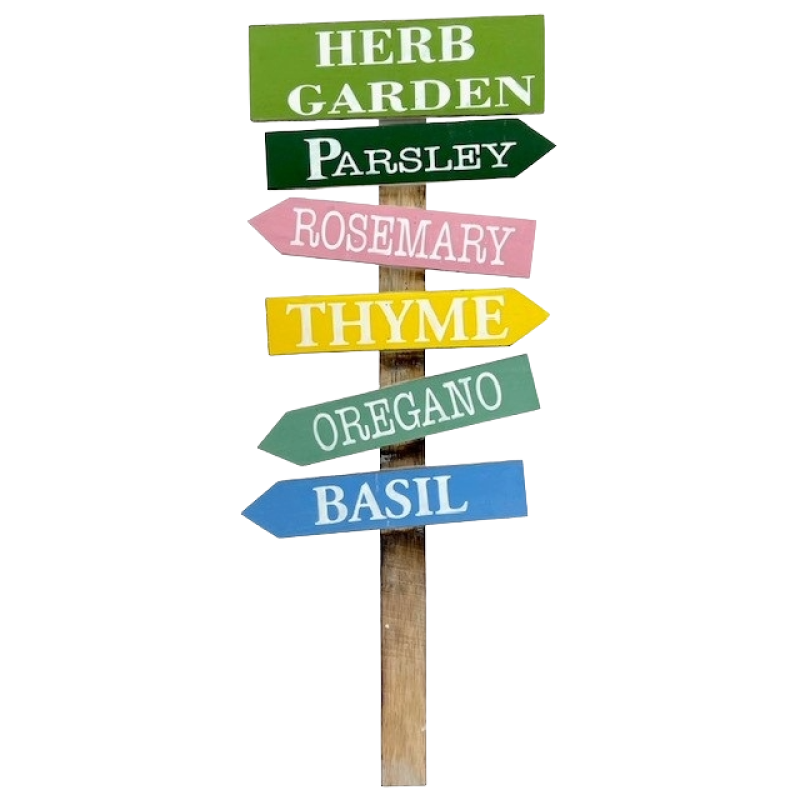 Houten paal bord Enna Herb Garden